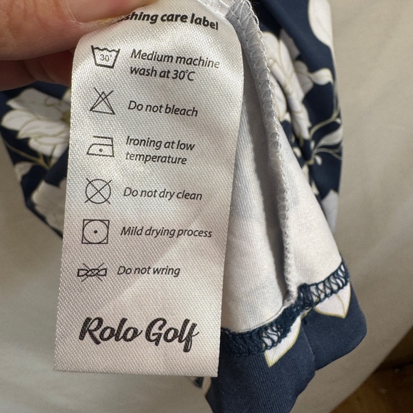 Rolo Golf Polo Shirt Mens Size XXL Blue White Floral Grandpa's Pond Short Sleeve - Picture 2 of 8